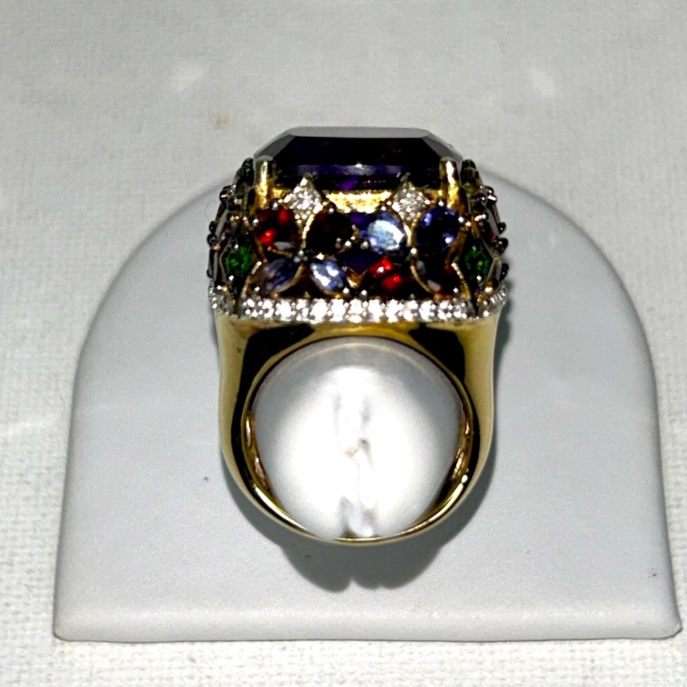Chuck Clemency Genuine Amethyst Garnet 14K/925 Sterling Silver Statement Ring - Picture 9 of 12